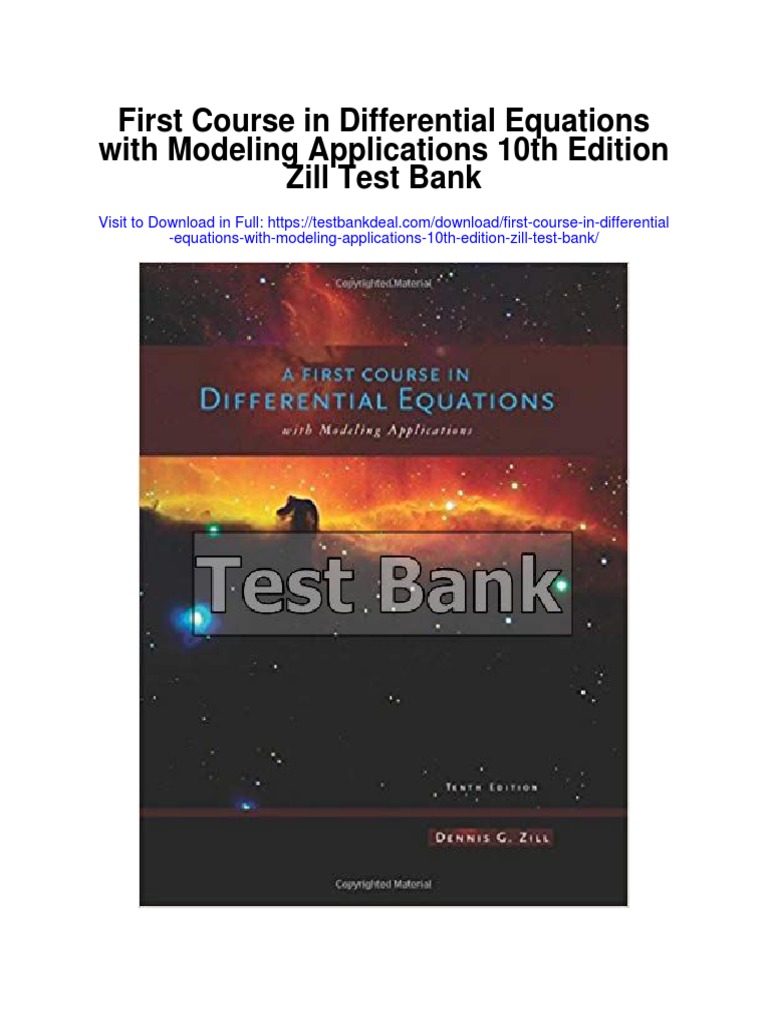 First Course in Differential Equations With Modeling Applications 10th Edition Zill Test Bank