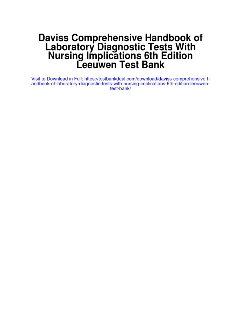 Daviss Comprehensive Handbook of Laboratory Diagnostic Tests With
