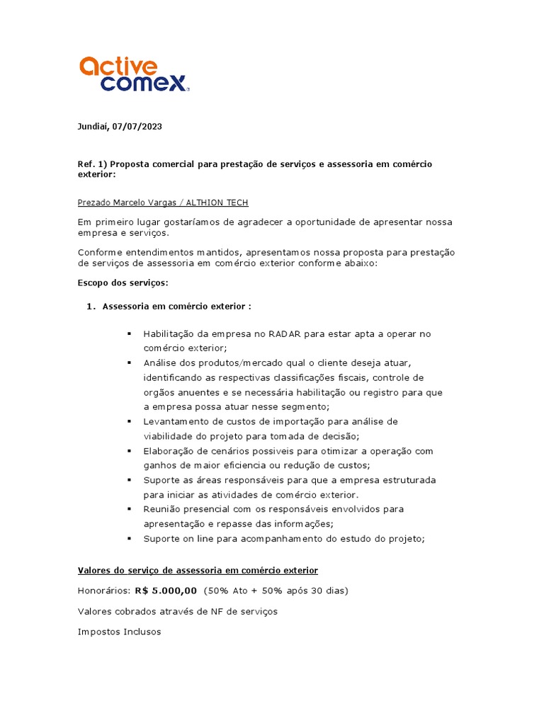 Proposta comercial de servi os pdf com rcio internacional setor