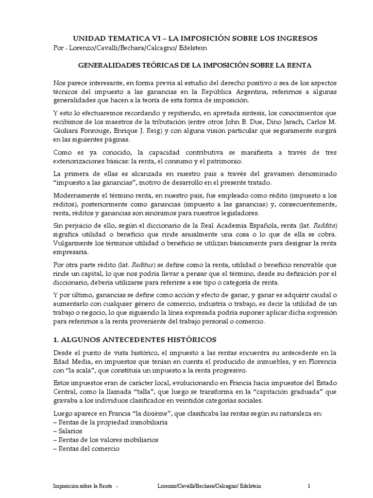Renta y su Imposición en Argentina | PDF | Impuestos | Impuesto sobre ...