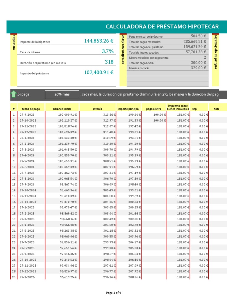 Calculadora de Hipoteca en Excel | PDF | Échecs