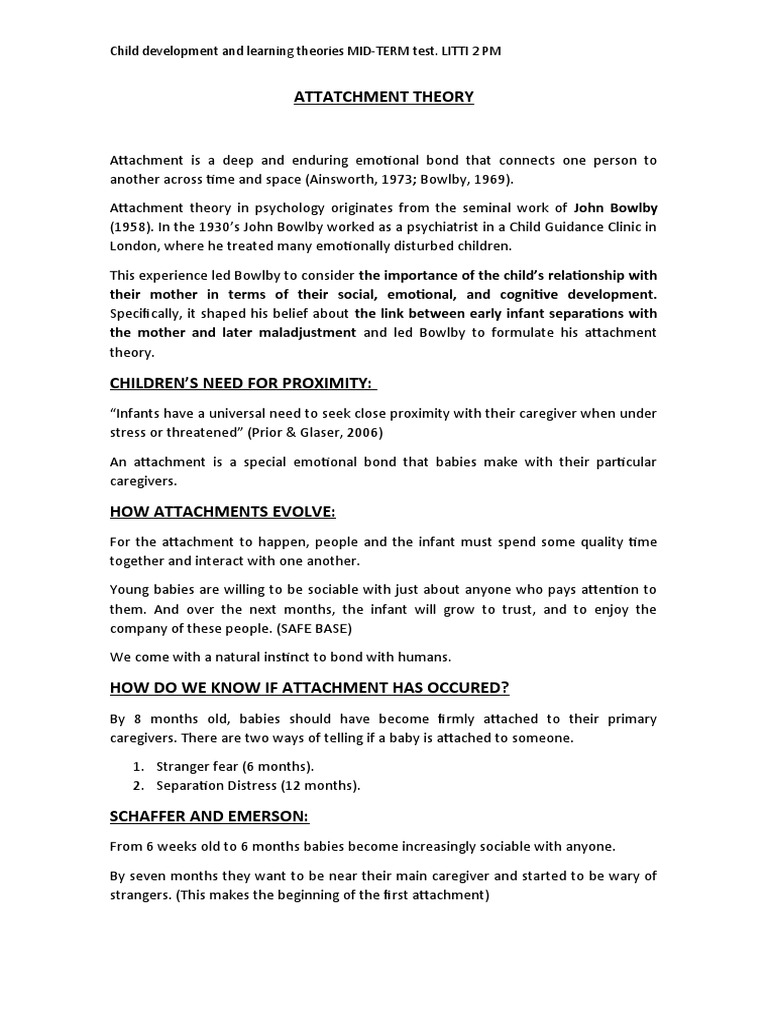 Attatchment Theory | PDF | Attachment Theory | Psychology