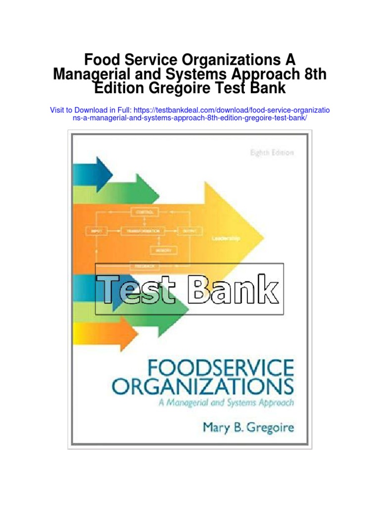 Food Service Organizations A Managerial and Systems Approach 8th