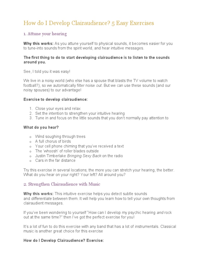 Clairaudience Exercises Download Free Pdf Meditation