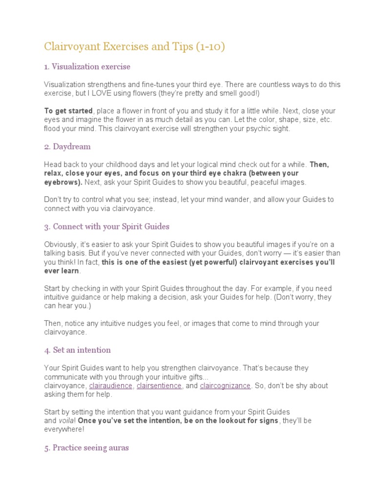 Clairvoyant Exercises Pdf