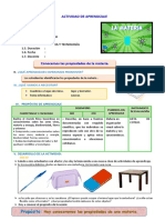 D3 A1 SESION CT. Conocemos Las Propiedades de La Materia.