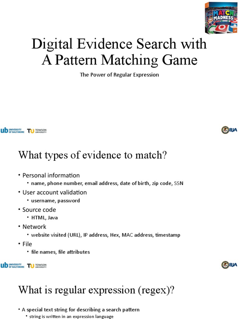 8 1 Evidence Search A Pattern Match Game | PDF | Regular Expression ...
