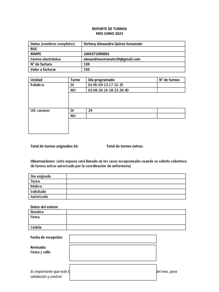 Plantilla Reporte de Turnos PDF