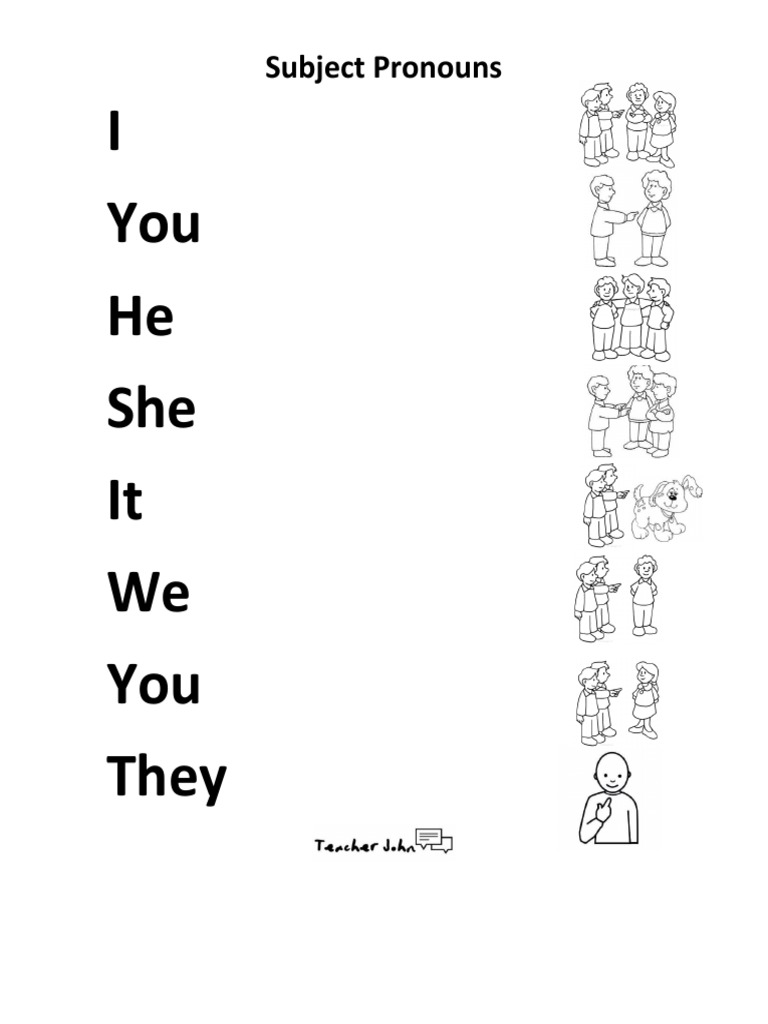 Subject pronouns matching exercise kids i pdf
