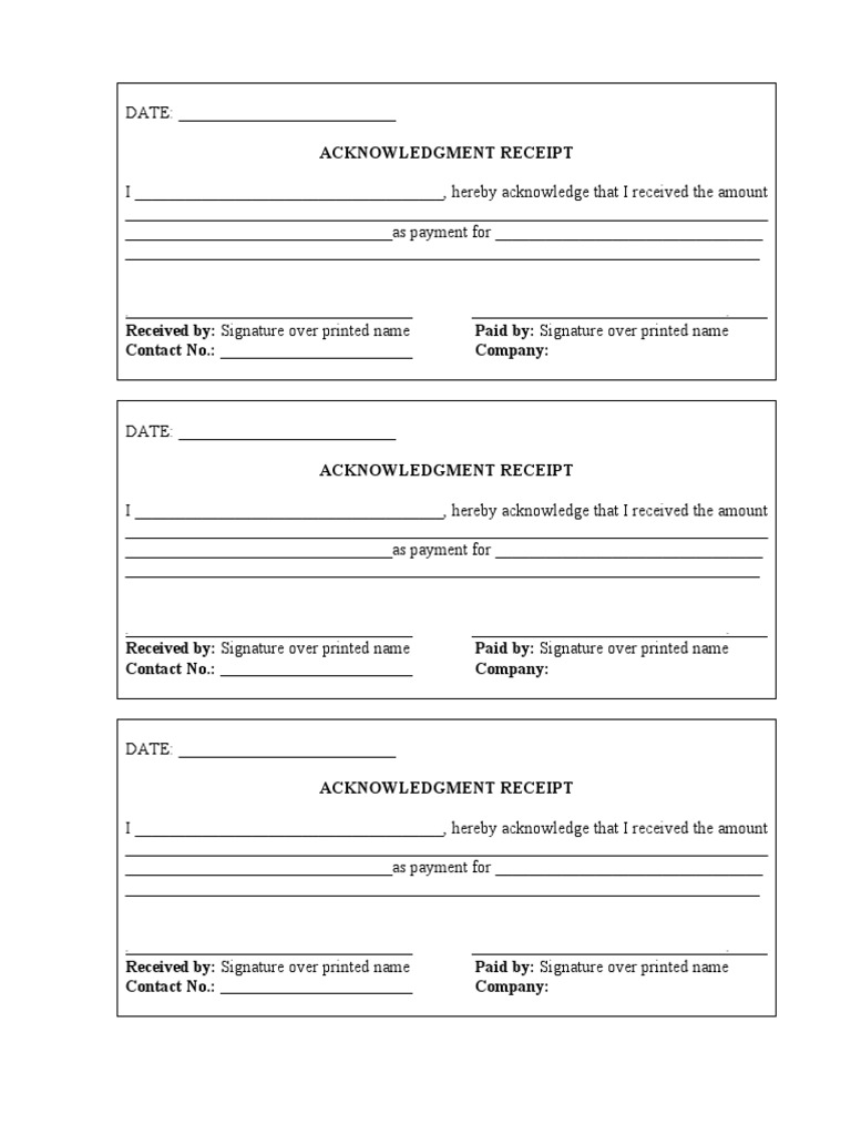 Acknowledgement Receipt Template | PDF