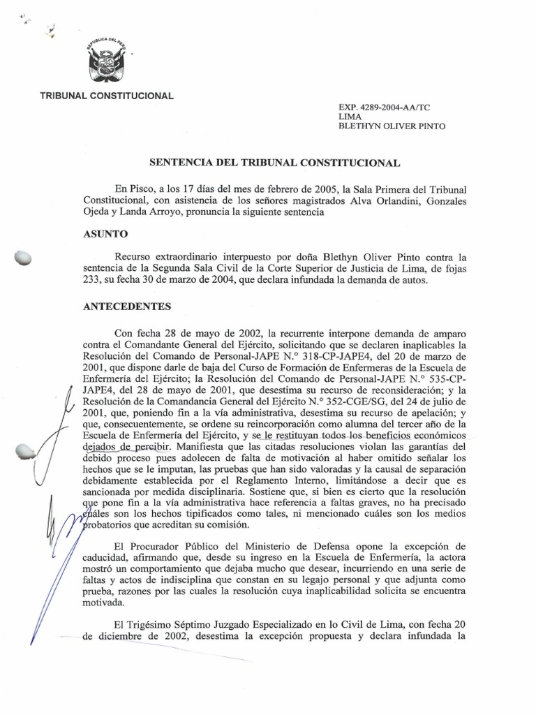 Sentencia del TC sobre debido proceso administrativo | PDF | Debido al ...