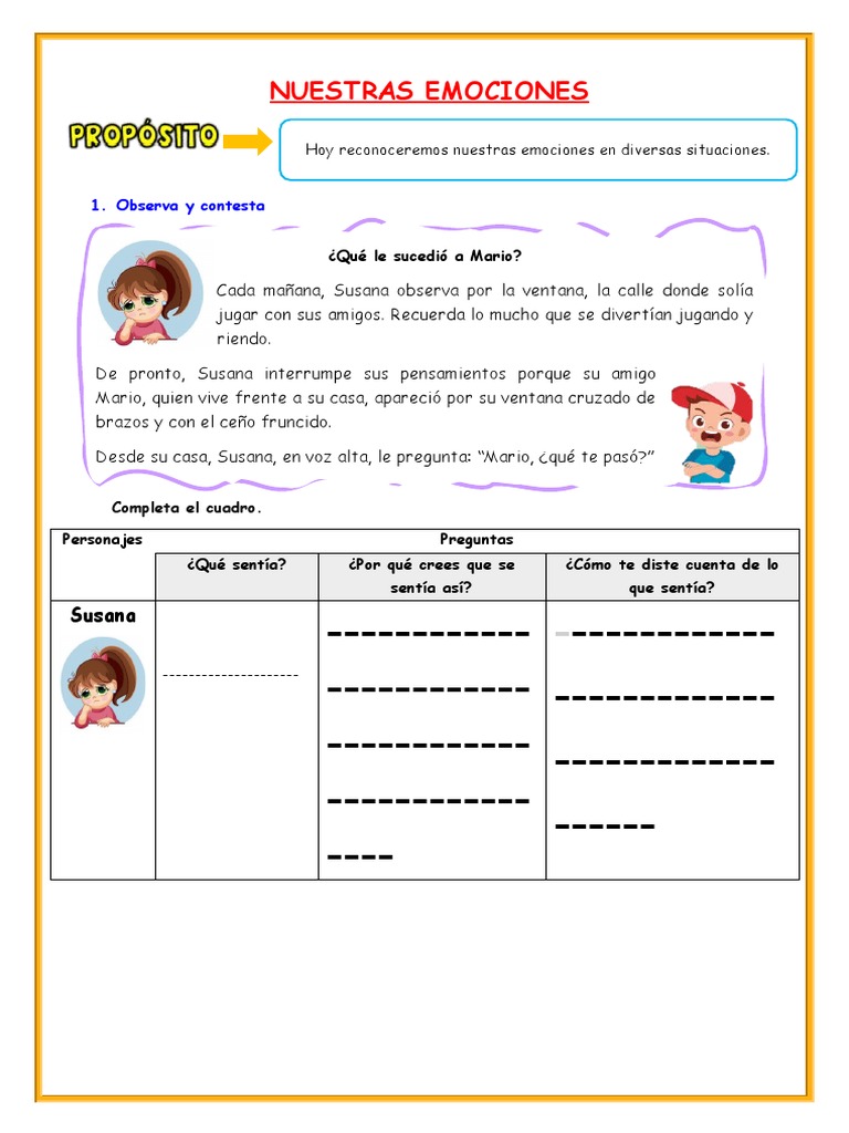 Ficha PS Nuestras Emociones | PDF | Las emociones
