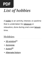 List of Hobbies - Wikipedia