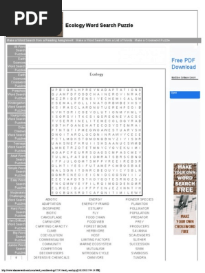 Ecology Word Search Puzzle