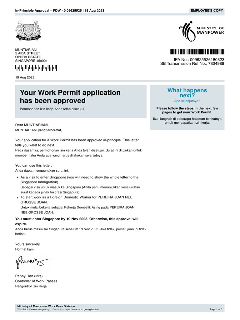 Muntiariani MOM in-Principle-Approval Helper's | PDF