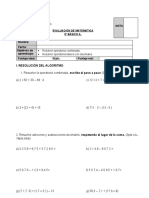 5to - Evaluación - Matemática - Operatotia Combinada Decimales