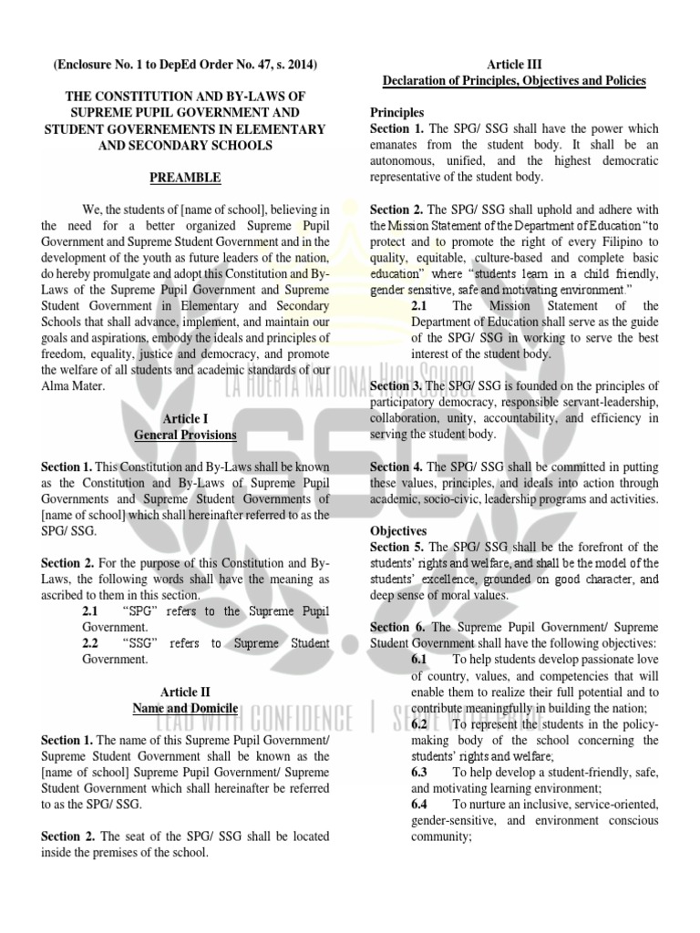 SSG and SPG Constitution and By-Laws | PDF | American Government ...