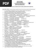 1st Quarter Diagnostic Examination in Food and Beverage Services