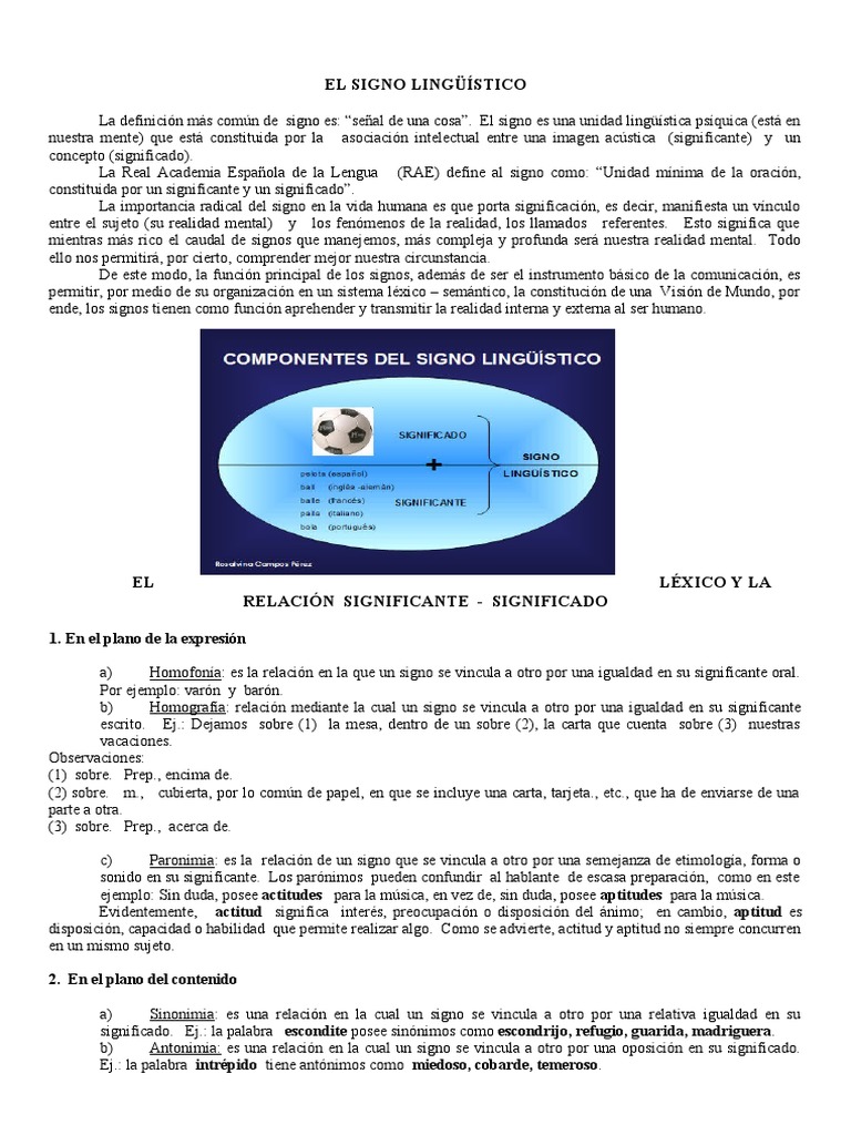 Signo Lingüístico: Significante y Significado | PDF | Realidad ...