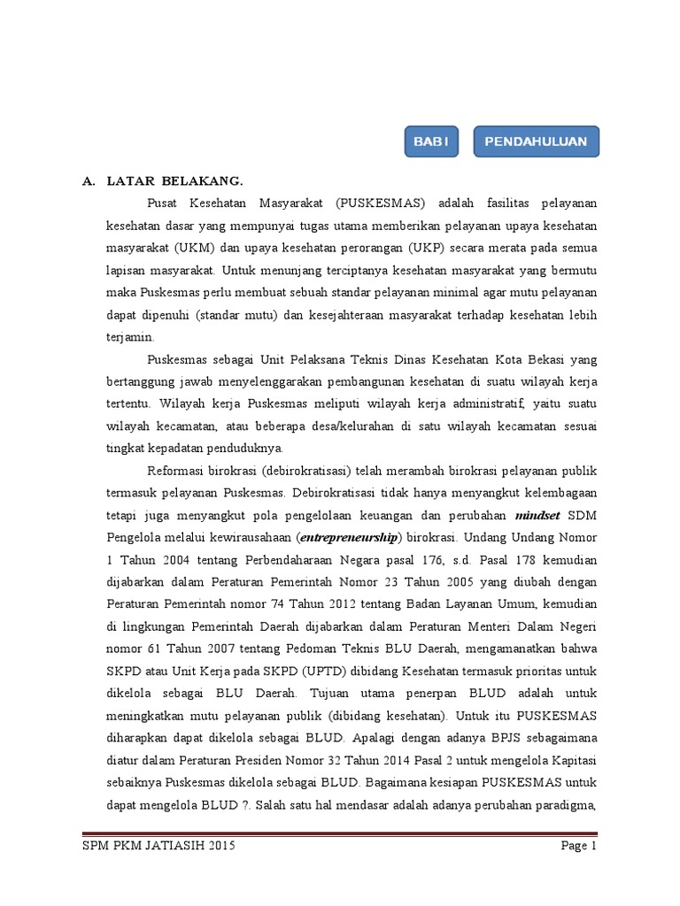 contoh standar pelayanan minimum SPM | PDF