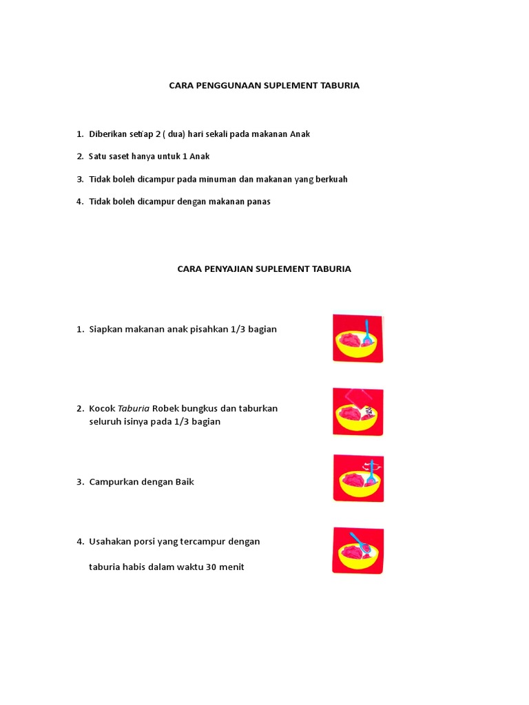 Cara Penggunaan Suplement Taburia | PDF