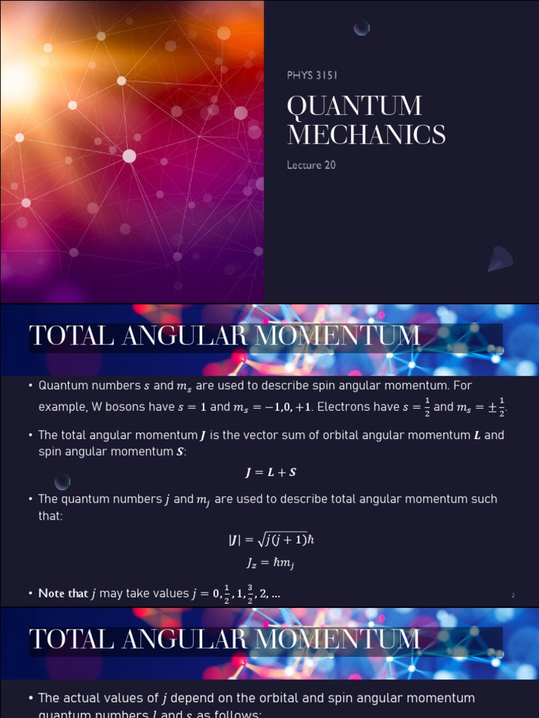 Quantum Mechanics L20 | PDF | Spin (Physics) | Atomic Orbital