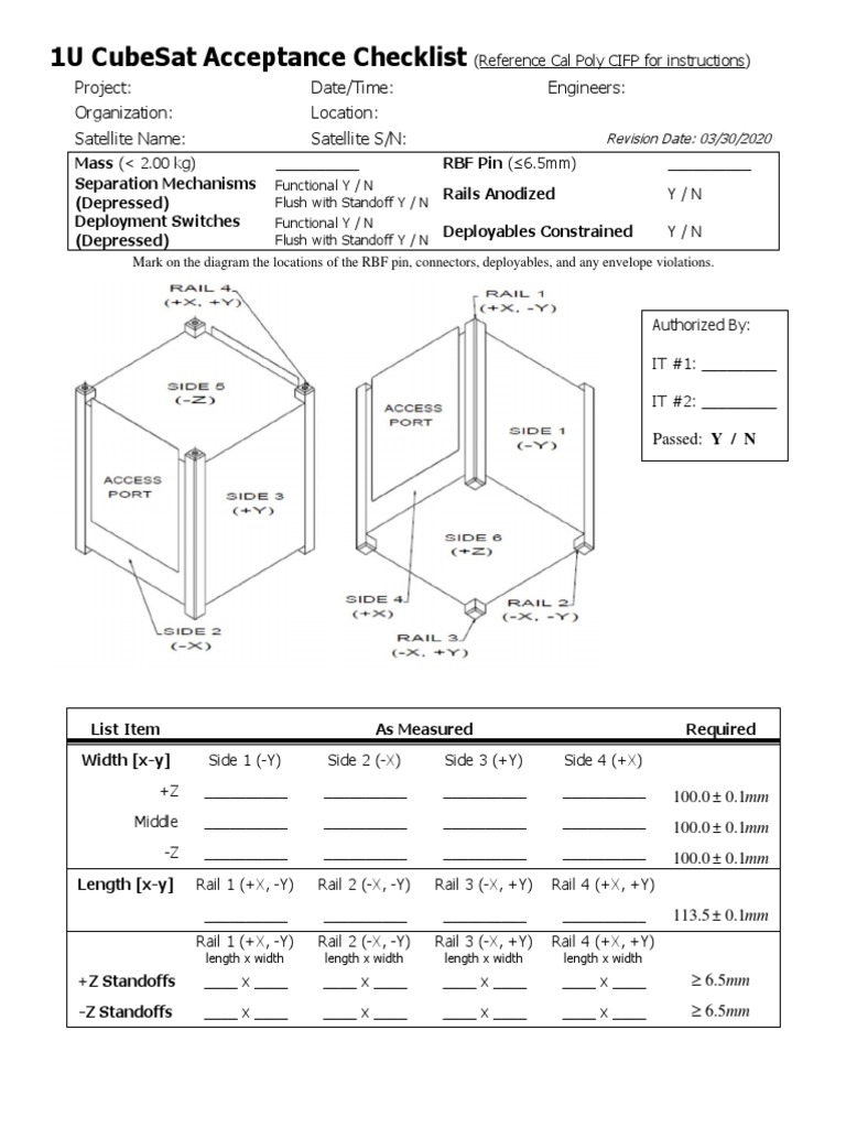 CubeSat Acceptance Checklists | PDF | Astronomy | Spaceflight