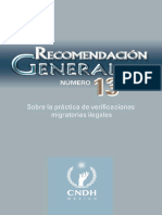 21 - Recomendación General Número 13. Sobre La Práctica de Verificaciones Migratorias Ilegales. Colección CNDH - Obra Colectiva - (PDF)