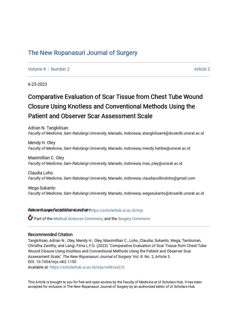 Comparative Evaluation of Scar Tissue FR Aluation of Scar Tissue From