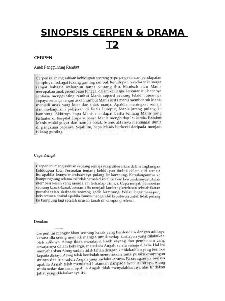 Sinopsis Cerpen Amp Drama T2