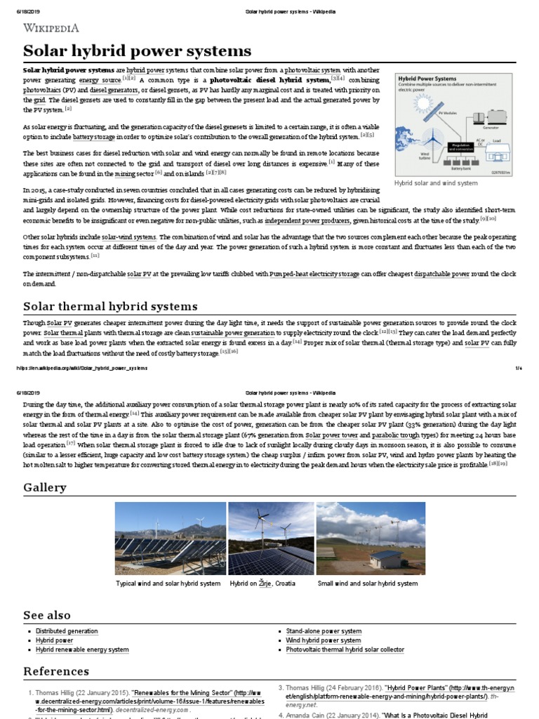 Overview of Solar Hybrid Power Systems | PDF | Solar Power | Renewable ...