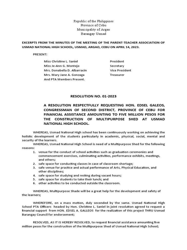 Resolution for Multipurpose Shed Funding | PDF