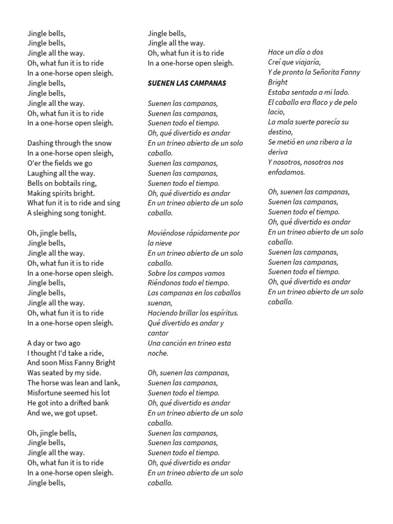 LETRA Jingle bells PDF Canciones Música grabada