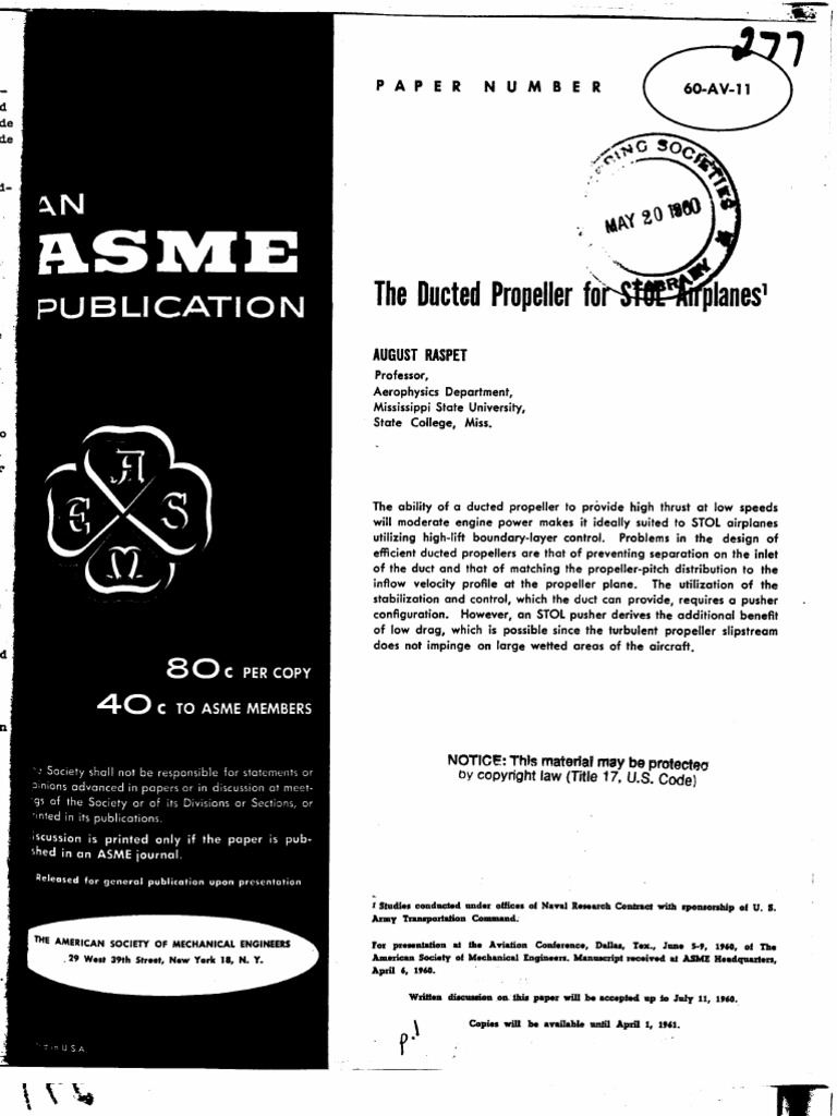 Ducted Prop For STOL Paper | PDF