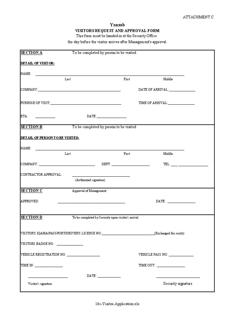 Visitor Request & Approval Form | PDF | Driving | Government