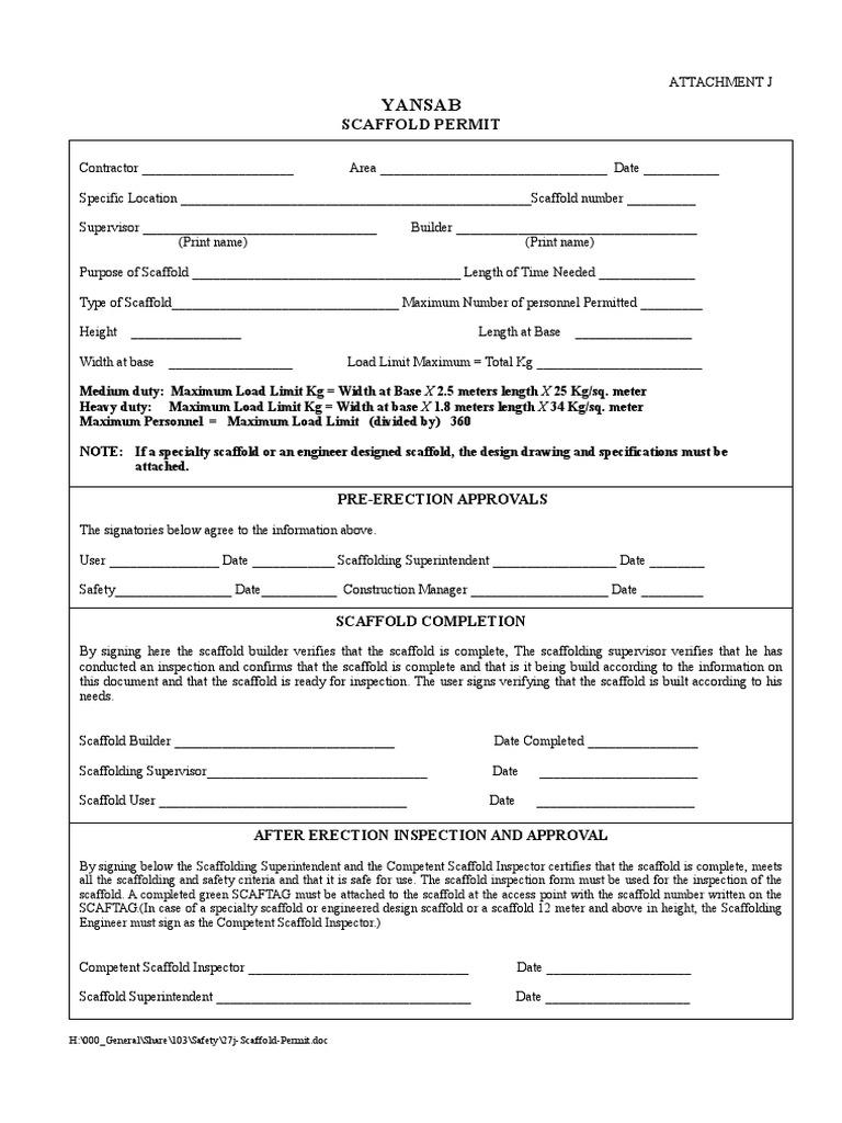 27j Scaffold Permit PDF Scaffolding