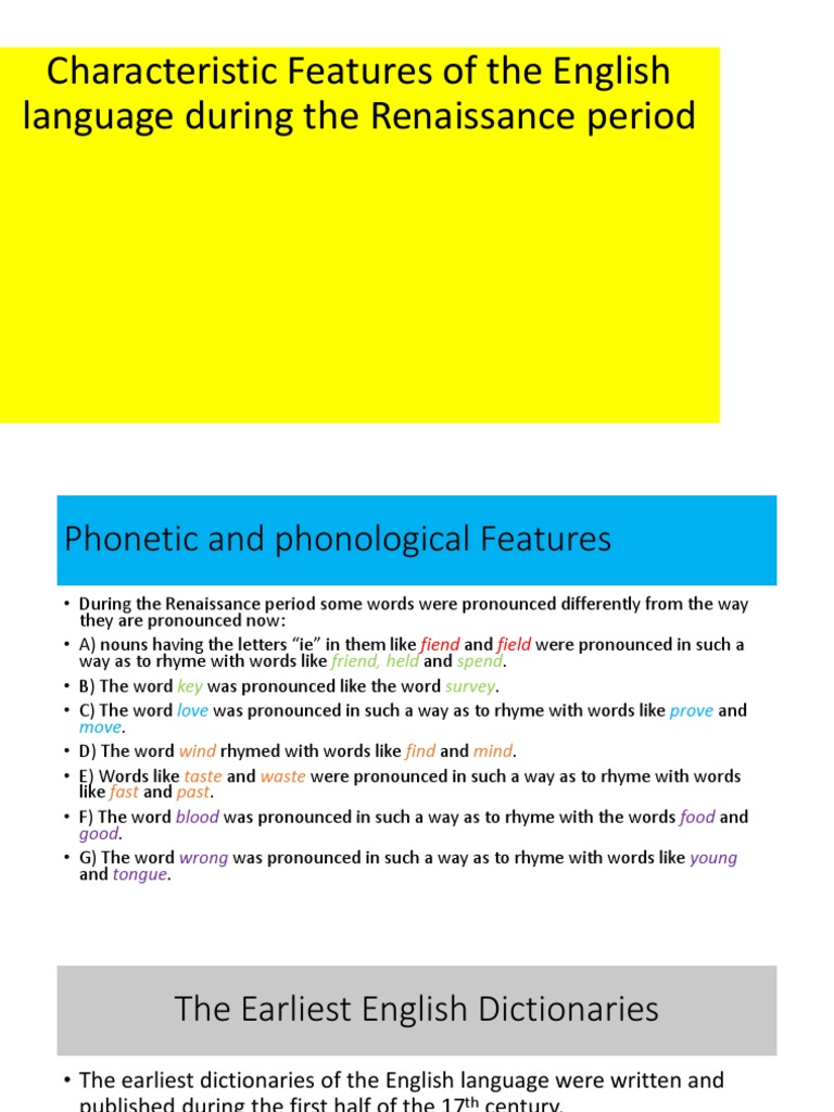 The characteristic features of the english during the renaissance pdf
