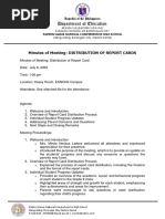 Minutes of Meeting - Distribution of Report Cards