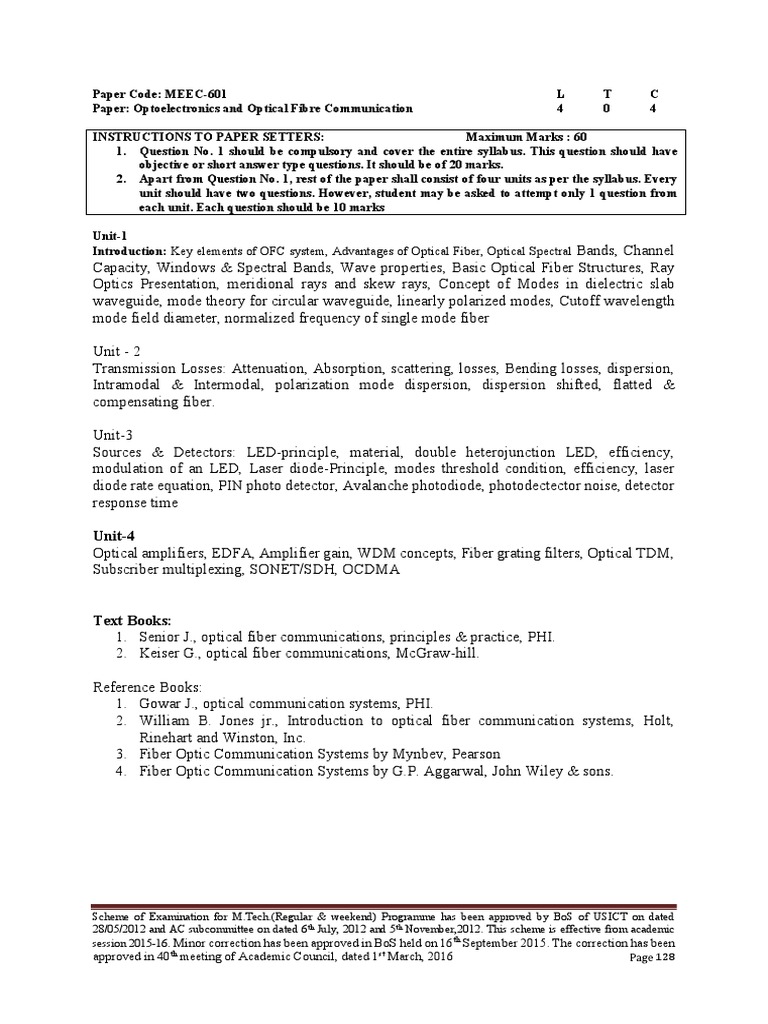1.meec601 (Optoelectronics and Optical Fibre Communication) PDF