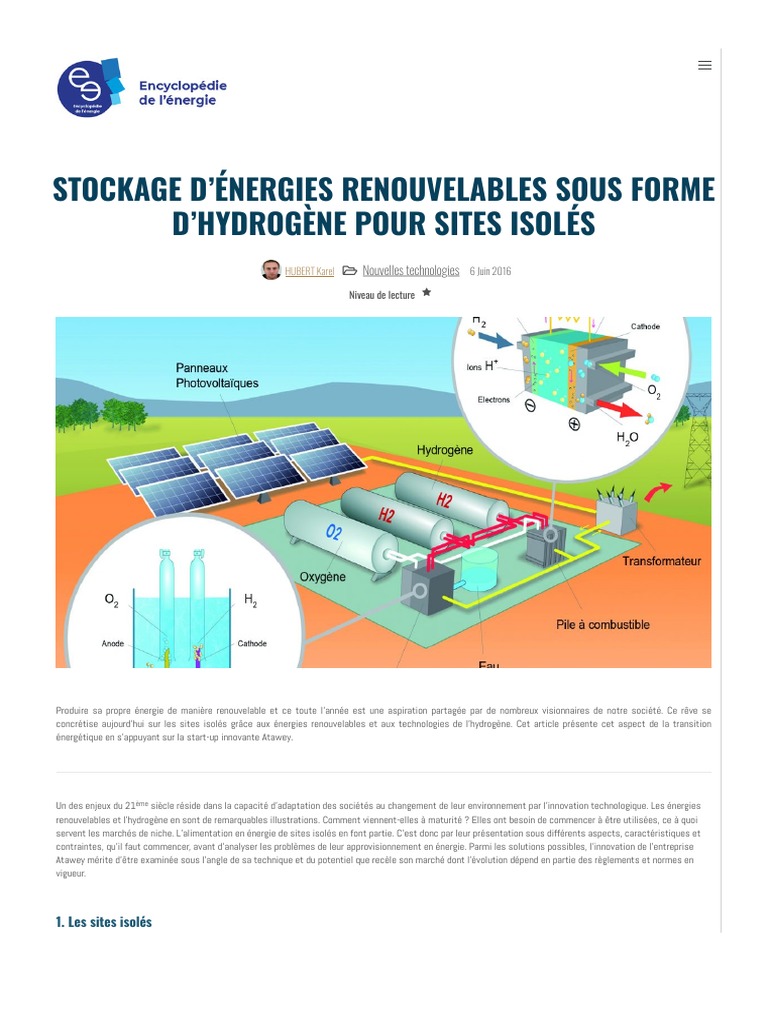 Énergie renouvelable pour sites isolés | PDF | Hydrogène | Stockage de ...