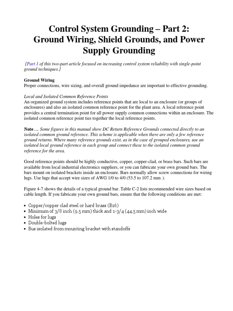 Control System Grounding Techniques | PDF | Electrical Wiring | Power ...