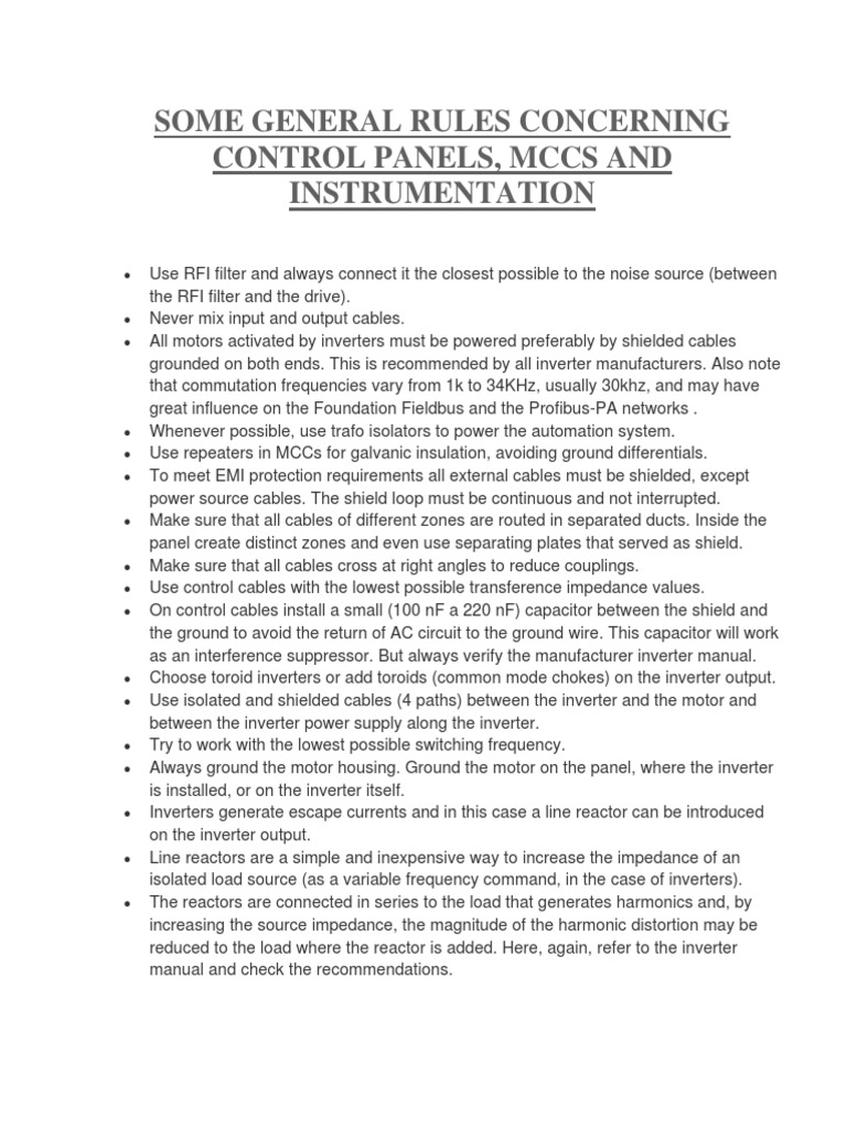 Electrical Control Panel Guidelines | PDF | Power Inverter ...