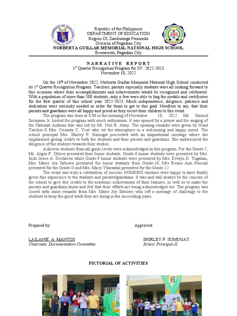 Quarter1 Recognition Narrative Pdf