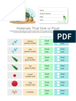 Sink or Float 1 Experiment Worksheet HuntersWoodsPH Science 4