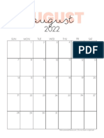 Pink 2022 August Calendar