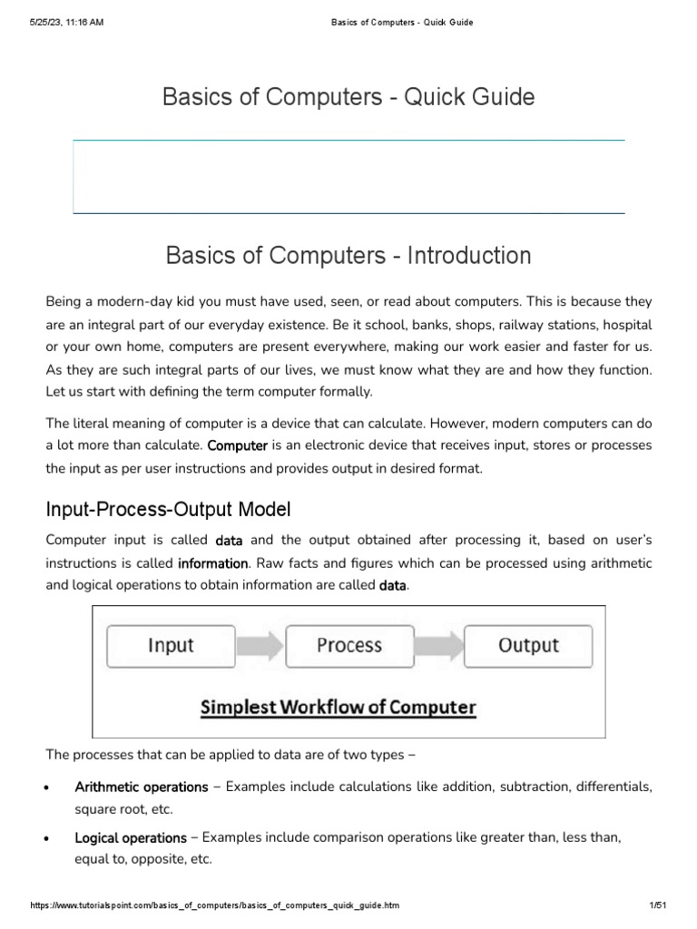 Basics of Computers Quick Guide | PDF | Operating System | Computer Virus
