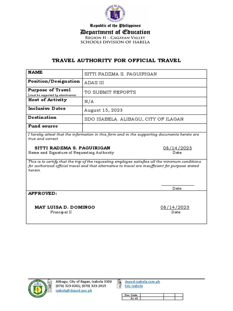 Travel Order PDF
