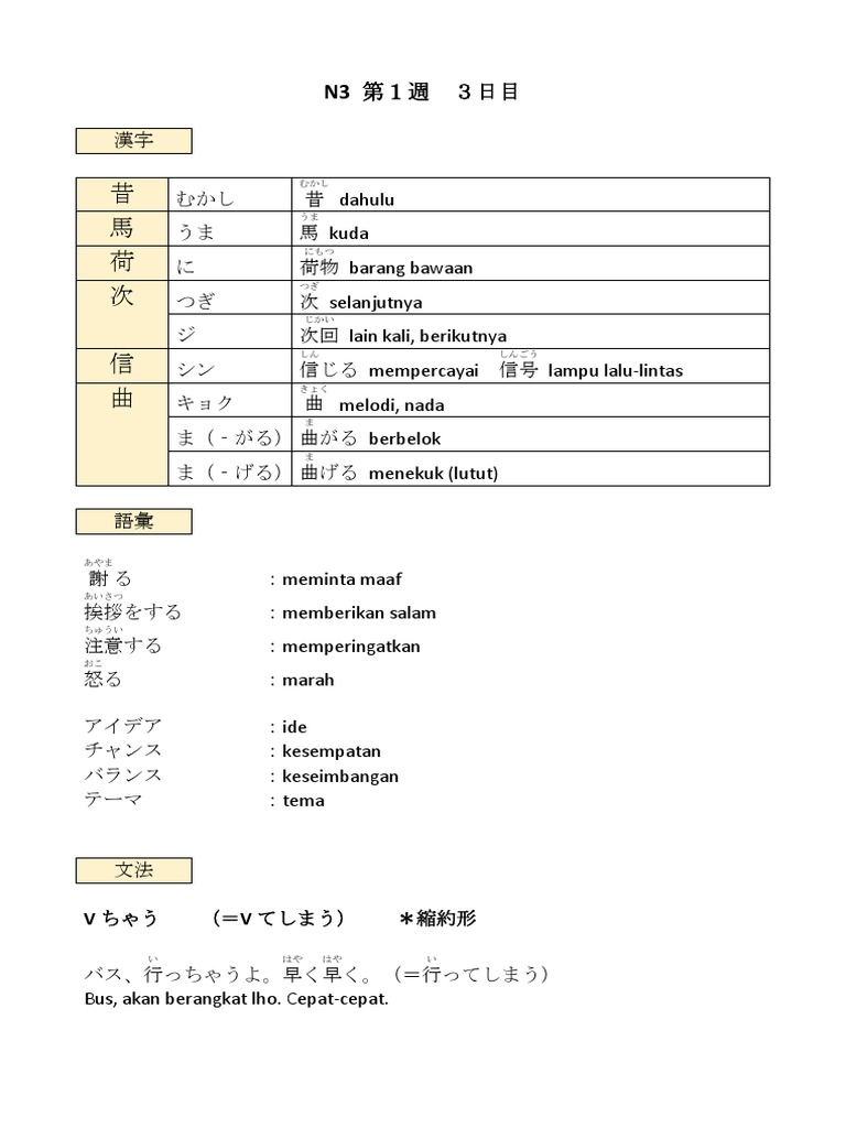 N3 第1週3日目 | PDF