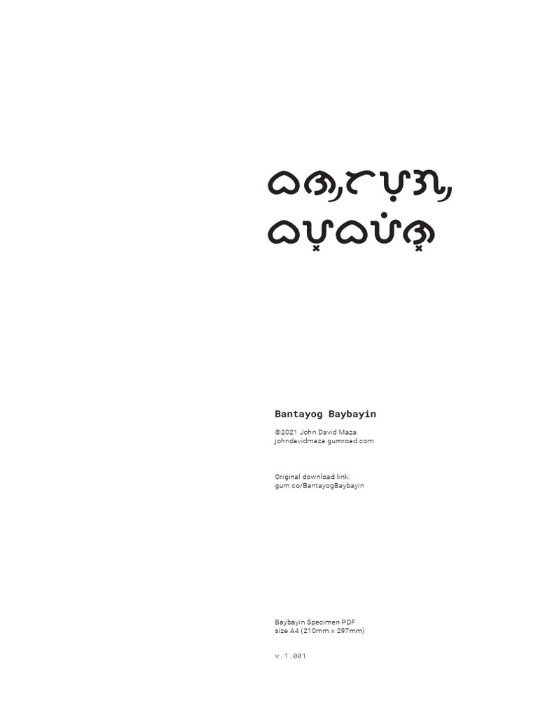 Bantayog Baybayin Specimen PDF PDF Tagalog Language Text