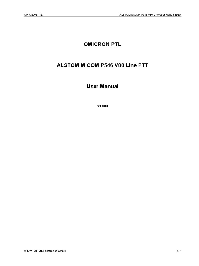 Alstom Micom p546 v80 Line PTT User Manual Enu | PDF | Electronics ...